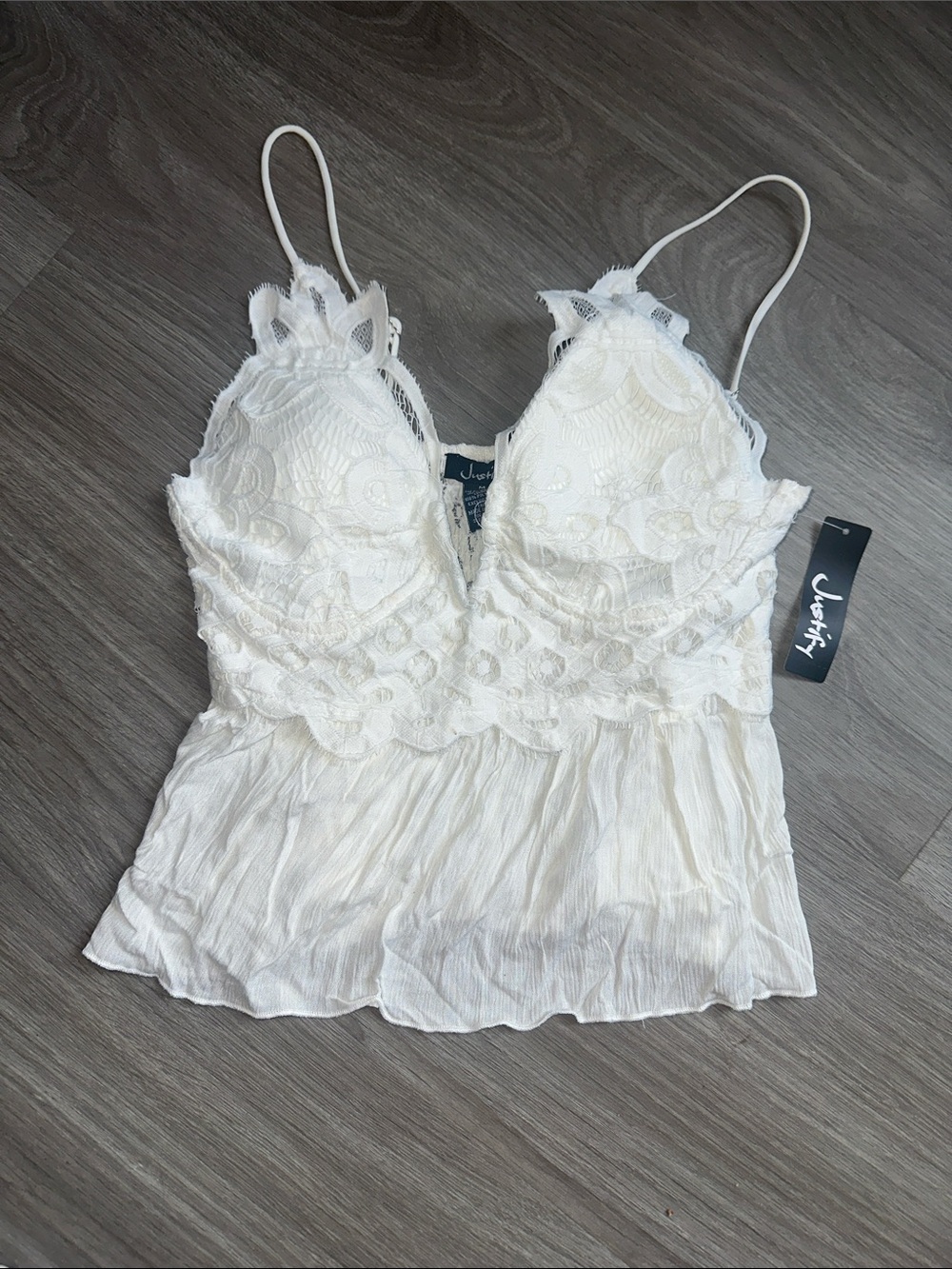 Justify White Lace Cropped Camisole Tank